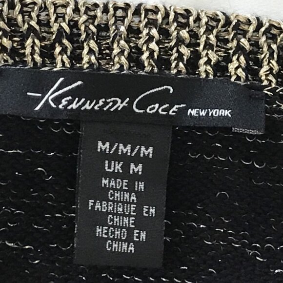 Kenneth Cole Sweater Black Gold Metallic M - Picture 9 of 11